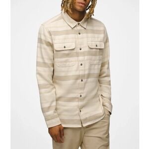Prana Men's Chalk Stripe Westbrook Flannel Shirt Size S